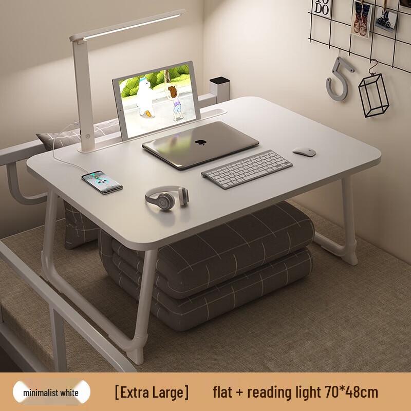 Foldable Bedside Desk with Integrated Lamp