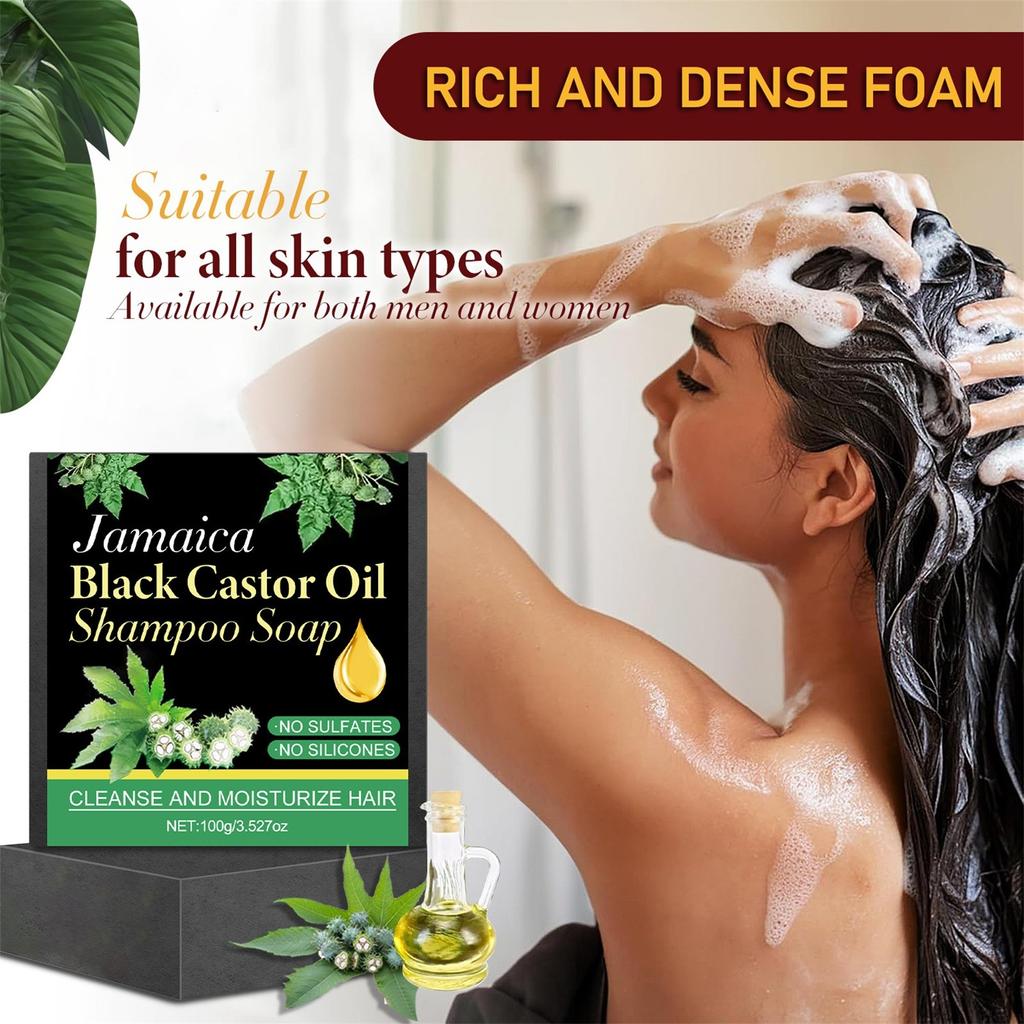 Black Castor Oil Shampoo Bar Cleanses And Moisturizes Dry, Weak Hair Strengthens Hair
