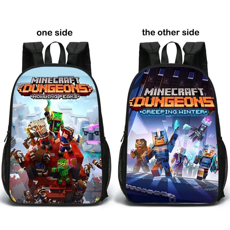 Minecraft Pattern Double Sided Schoolbag Backpack Breathable Bag Fashion Gift