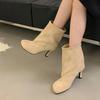 Autumn Winter Square Toe Ankle Boots for Women Low Thin High Heels Female Party Dress Modern Short Shoes  De Mujer