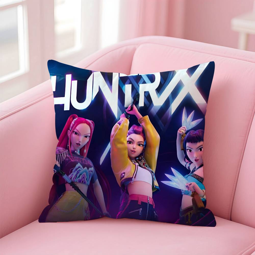 Горячий K-pop D-Demon H-Hunters Наволочка Антипылевой клещ Наволочка Невидимая молния Шелковистый короткий плюш Чехол на подушку для дивана 16x16Inch