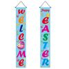 Happy Easter Couplet 1 Pair Door Curtain Hanging Banner Bunny Egg Carrot Decor 2024 for Home Decor Springtime Party Front Door