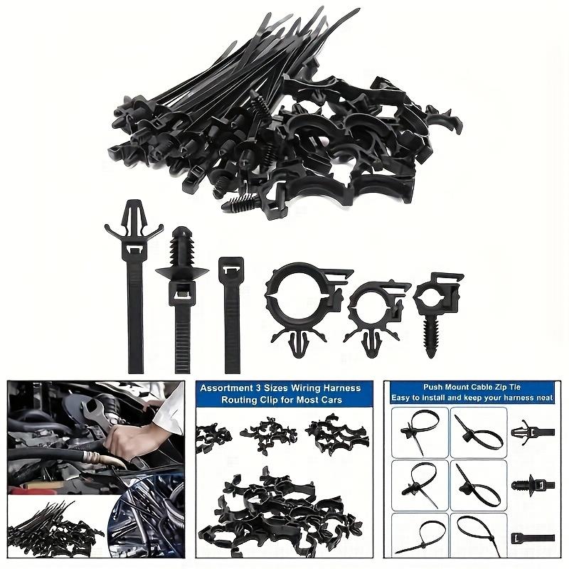 45 Stück Einsteck-Kabelbinder, Clips für Kfz-Kabelbäume, Universelle Autokabelbinder, Selbstverriegelnde Befestigungselemente, Kabel-Organizer