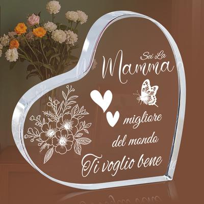2D Flat, Heart-Shaped Acrylic Desktop Decor Plaque, Mother'S Day Gift, Home Decor Plaque Hanging Wall Art Decorative Garden Decoration for Room Door S