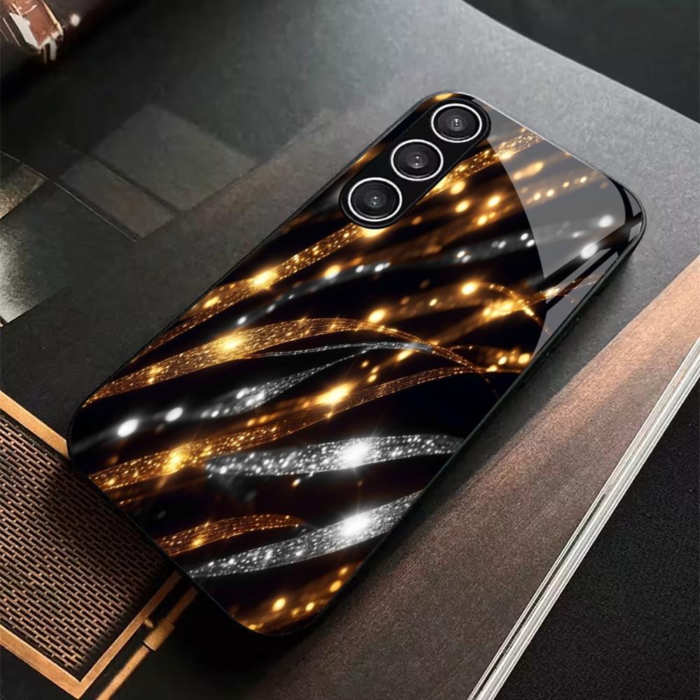 Gold and Silver Patterns PhoneCase Glass PhoneCase for Samsung Galaxy S26 S25 S24 S23 S22 S21 FE Ultra Plus Scratch Proof Smooth