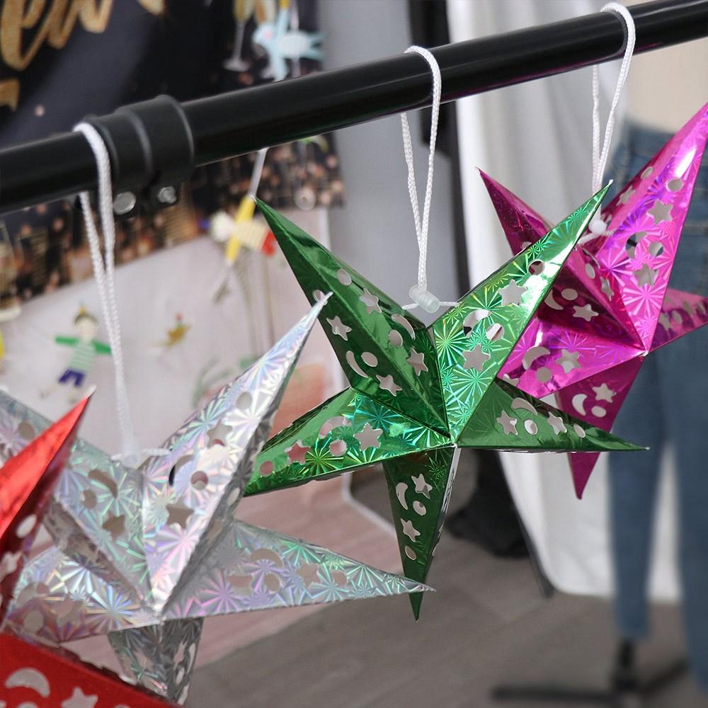 Na zewnątrz Wielokolorowy DIY Lampion Papierowy Wisiorek Ozdoby Domowe Ogrodowe Wiszące Lampki Dekoracja Dekoracja Świąteczna Abażur Lampki Gwiazdki