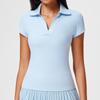 Camisa Esportiva Feminina Manga Curta Camiseta Golfe Verão Vestido de Tênis Gola V Lapela Slim Secagem Rápida Fitness Roupa Esportiva