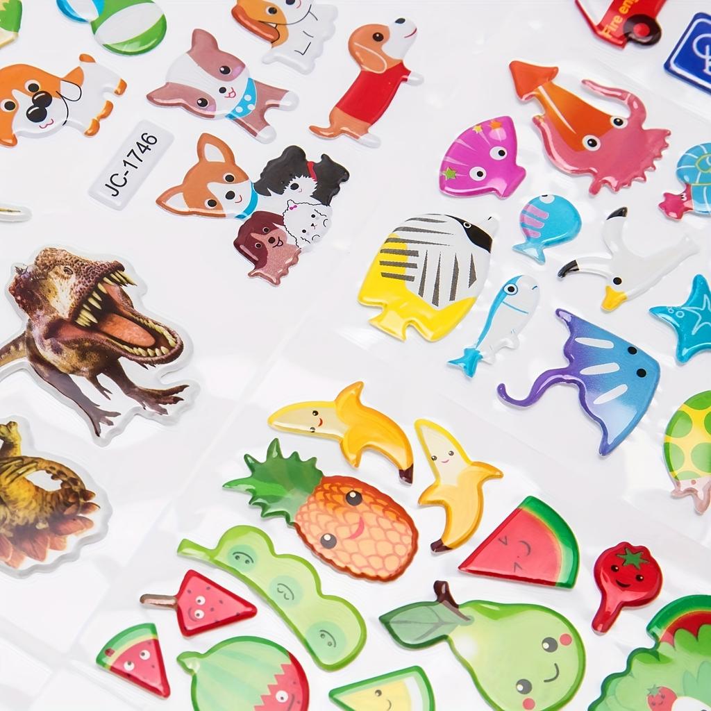 500 roztomilých chlupatých samolepek s různými vzory, včetně 3D variant, písmen, čísel, motýlů, ryb, dinosaurů atd.