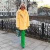 2026 Fall Winter Womens Mid-Length Faux Mink Fur Coat Notched Lapel Regular Sleeve Street Style