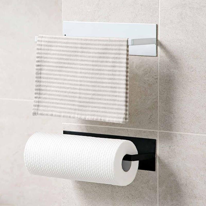 Kitchen Self-adhesive Accessories Under Cabinet Paper Roll Rack Towel Holder Tissue Hanger Storage Rack for Bathroom Toilet