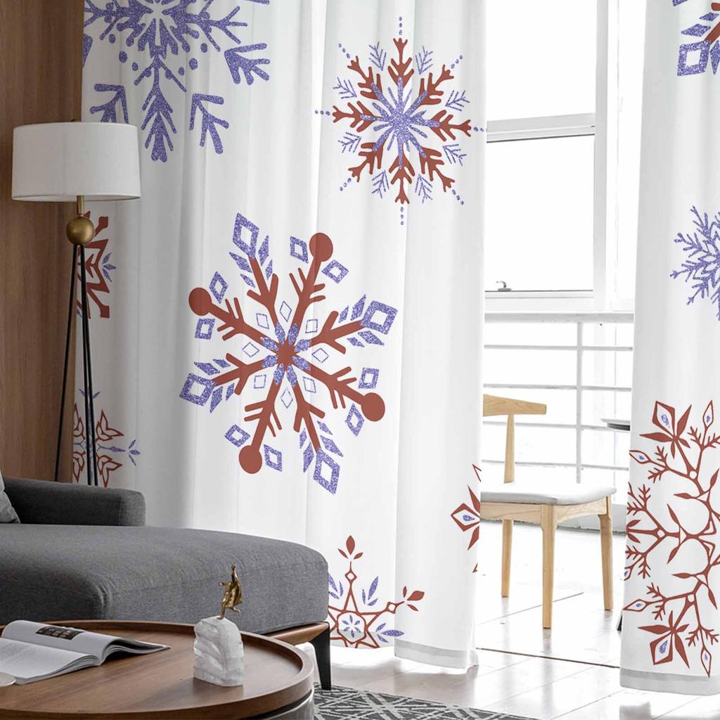 Christmas Letter Snowflakes Curtains For Living Room Bedroom Home Decoration Window Voile Tulle Curtain Drapes