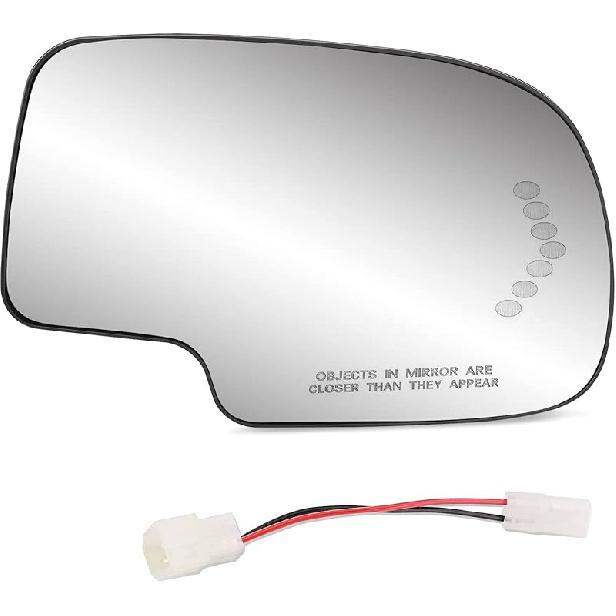 Driver Side Heated Mirror Glass Replacement For 2003-2007 Cadillac Escalade, Chevrolet Avalanche, Silverado, Suburban, Tahoe, GMC Sierra, Yukon -