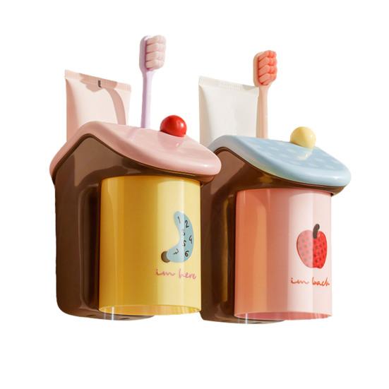 Toothbrush Holder with Cup Magnetic Toothbrush Cup Holder Wall-Mounted Toothbrush And Cup