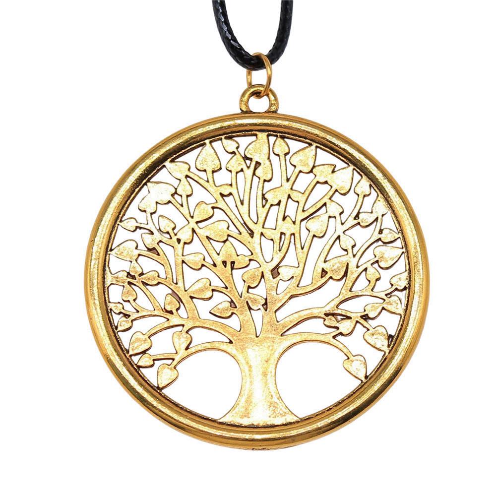 Antieke Levensboom Hanger Ketting Natuur Boho Statement Sieraden 45cm Leren Ketting