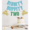 Bibbity Boppity Two Banner,2nd Birthday Party Decor,Two Birthday Decorations,Pumpkin Cart Theme Birthday Decorations Supply Blue & Green