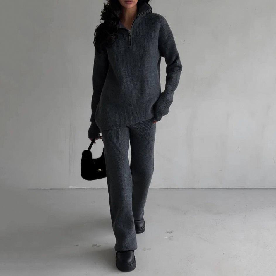 Women Solid Color Long Sleeve Hooded Hoodies Suit Autumn Winter Loose Top Wide Leg Pants