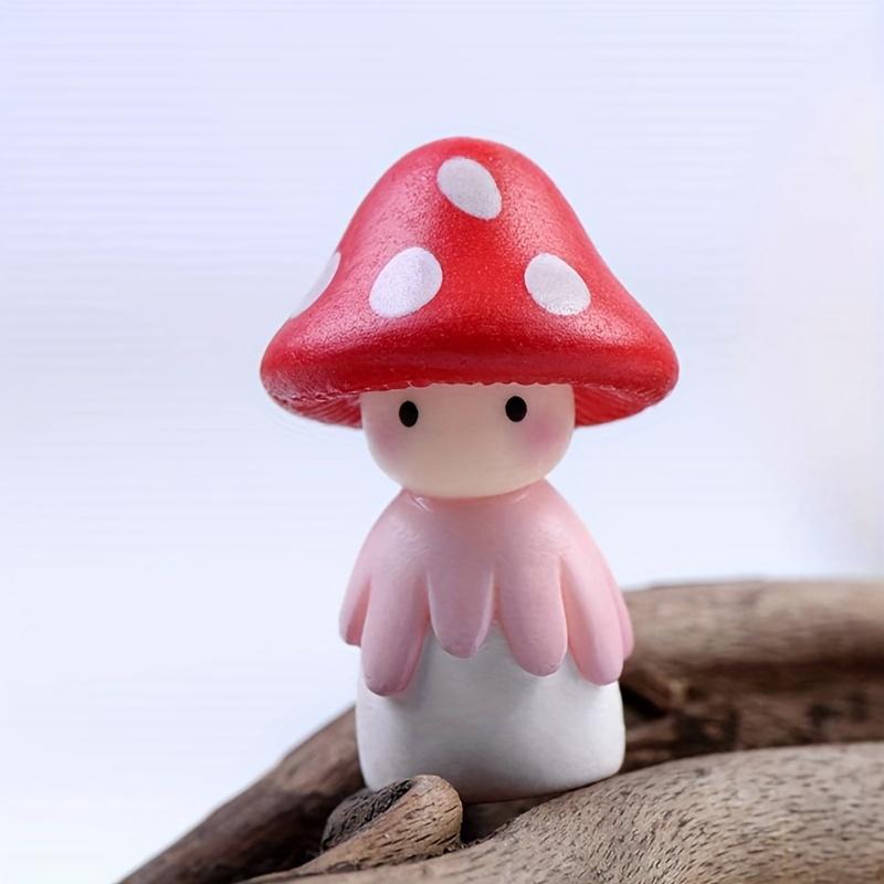 [4/8 Mushroom Fairy Dolls] 4/8 Resin Mushroom Fairy Dolls | Creative Cartoon Statues, Suitable for Fairy Garden Decoration, Cake