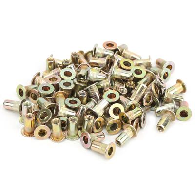 100Pcs Nietmutter Farbe Verzinkt Flachkopf Gewinde Nutsert Kit Hardware ZubehörM3