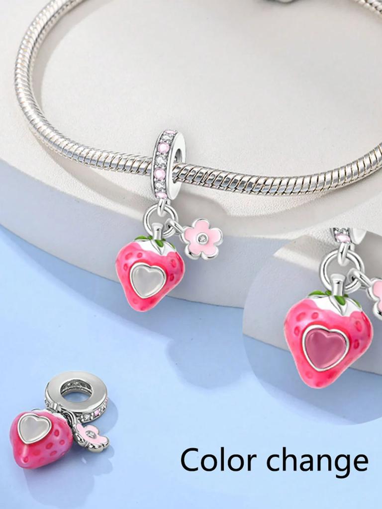 Charms Plata Copper Colors Avocado Strawberry Beads Charm Pendant For Original Bracelet For Women Diy Jewelry Love Gift