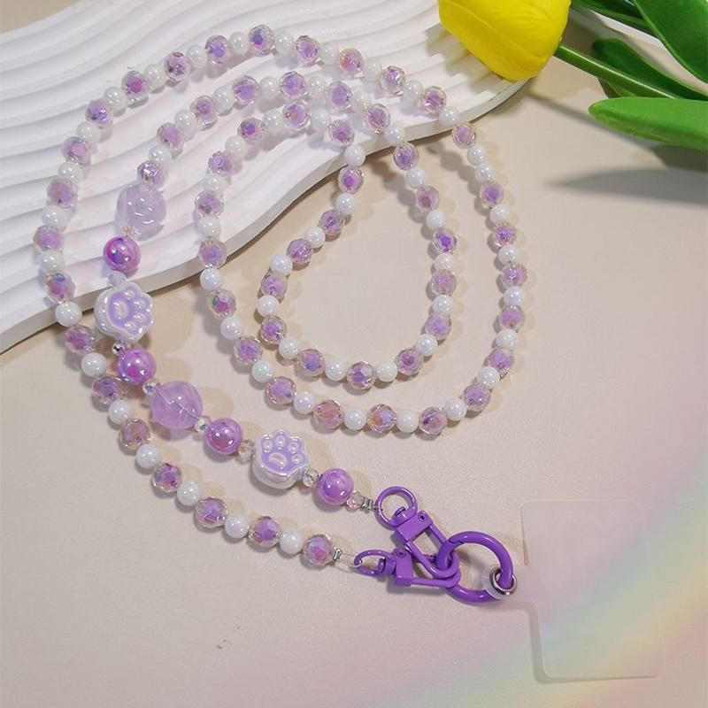 

110см Шнурок для телефону для iPhone 16/16 Plus/16 Pro/16 Pro Max Намисто Ремінець на плече/шию з патчем Purple