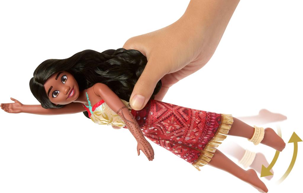 Mattel Disney Moana 2 Toy Swimming Tau Tai Moana Fashion Doll with 2 Bodice Kick Inspired by the Movie Accessories Color-Changing & Legs,