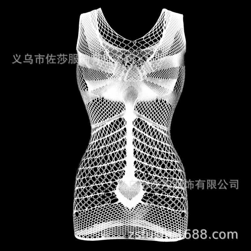 Sex Underwear New Hollow Mesh Transparent One-piece Pajamas Nylon Fine Woven Jacquard