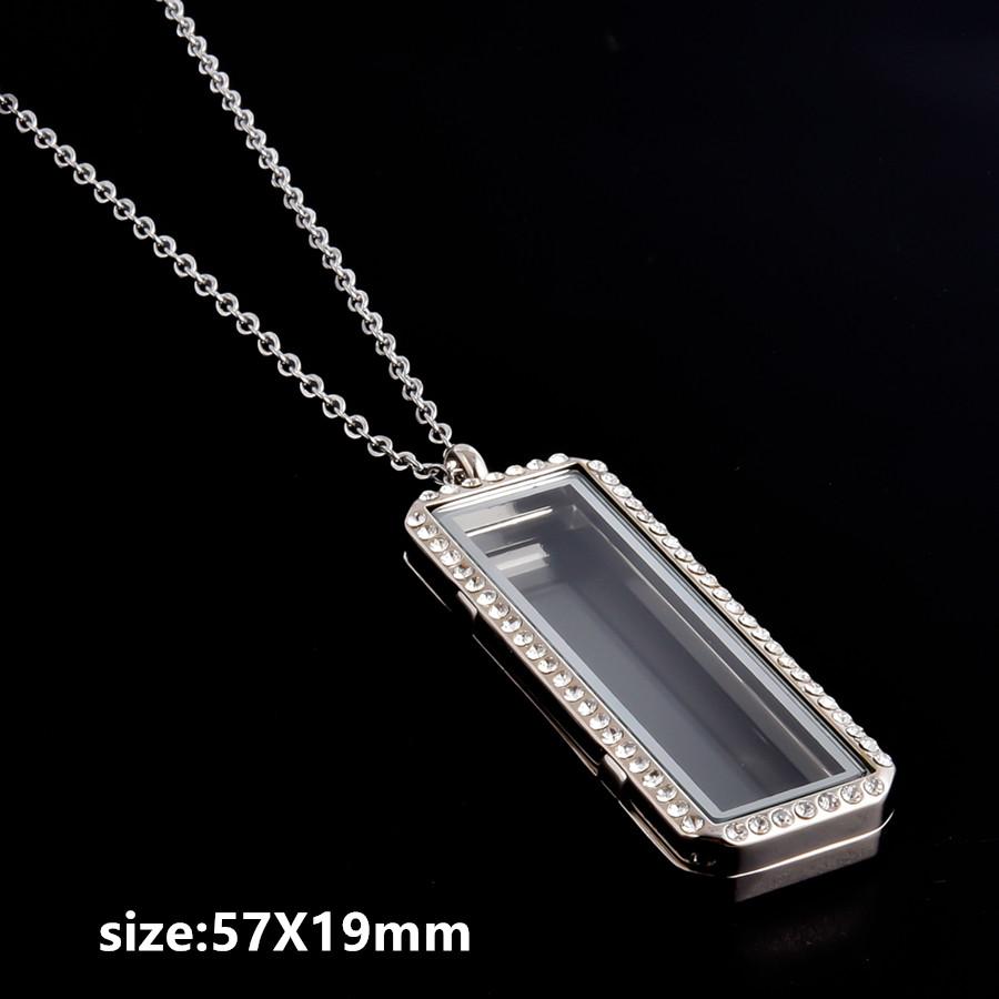 1pcs Alloy Pendant Magnet Locket Necklace Water Droplet Rectangle Heart Necklaces For Women Men DIY Photo Stainless Steel Chains