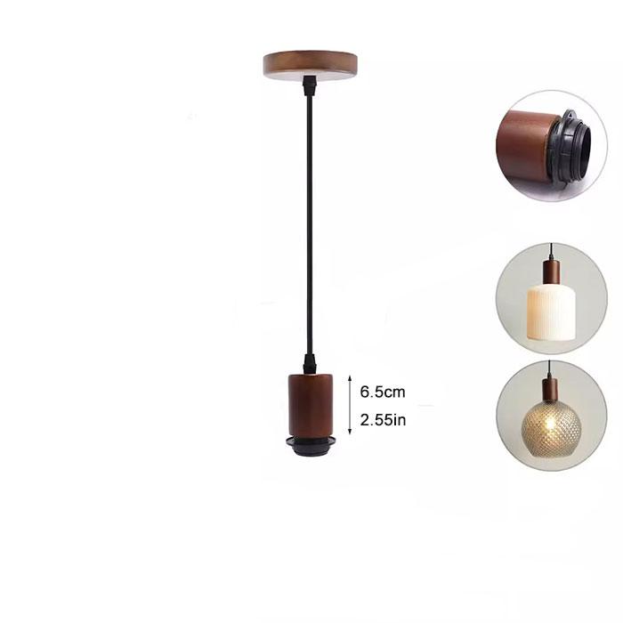 Extension 1.2m 2m Lamp Shade Ring Holder Solid Wood E27 Pendant Light Base Cord E26 Light Socket with Socket Ring for Lighting