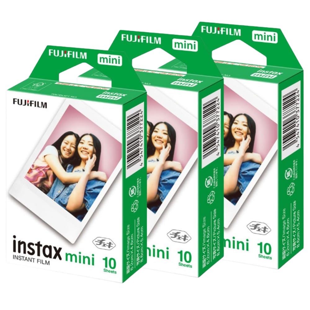 Fujifilm Instax Mini JP1 Instant Film, Card Size, with SOLOFIS Lens Cleaner (3 Boxes, 30 Sheets)