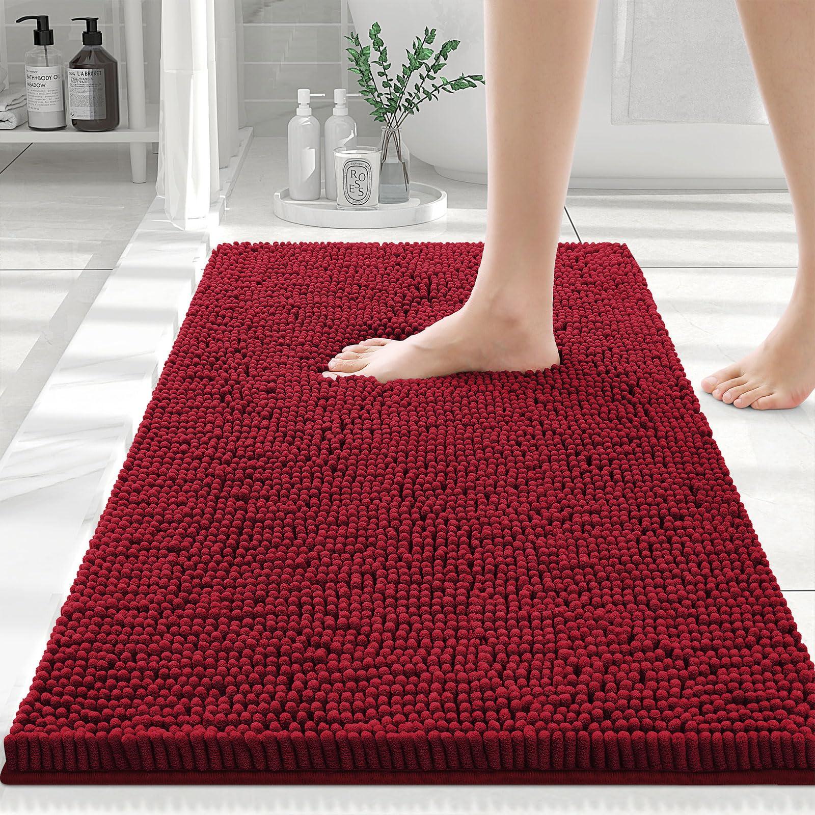 

Килимки для душу Kitinjoy Chenille, стійкі до бруду та абсорбуючі, для кухні та ванної кімнати, для прання у пральній машині, для вітальні 61X61cm(24X24inch) бордовий