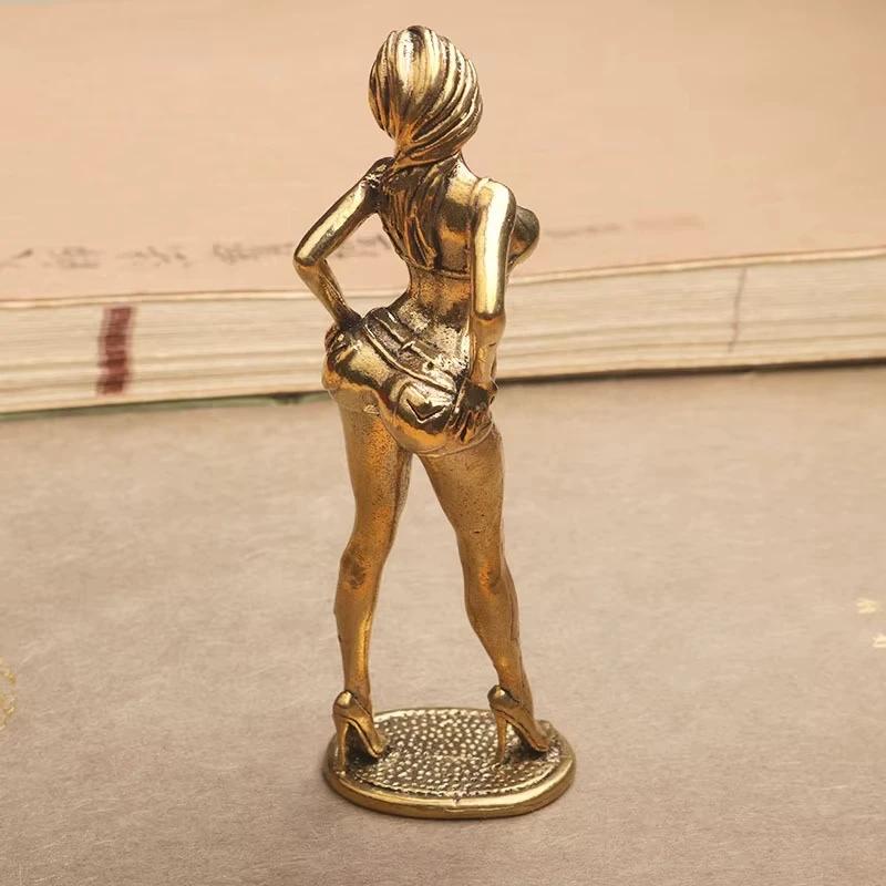 Vintage Messing Bikini Mädchen Skulptur Retro Figur Art Deco Desktop Ornament Einzigartige Büro Schreibtischdeko Sammlerstück Geschenk für Erwachsene