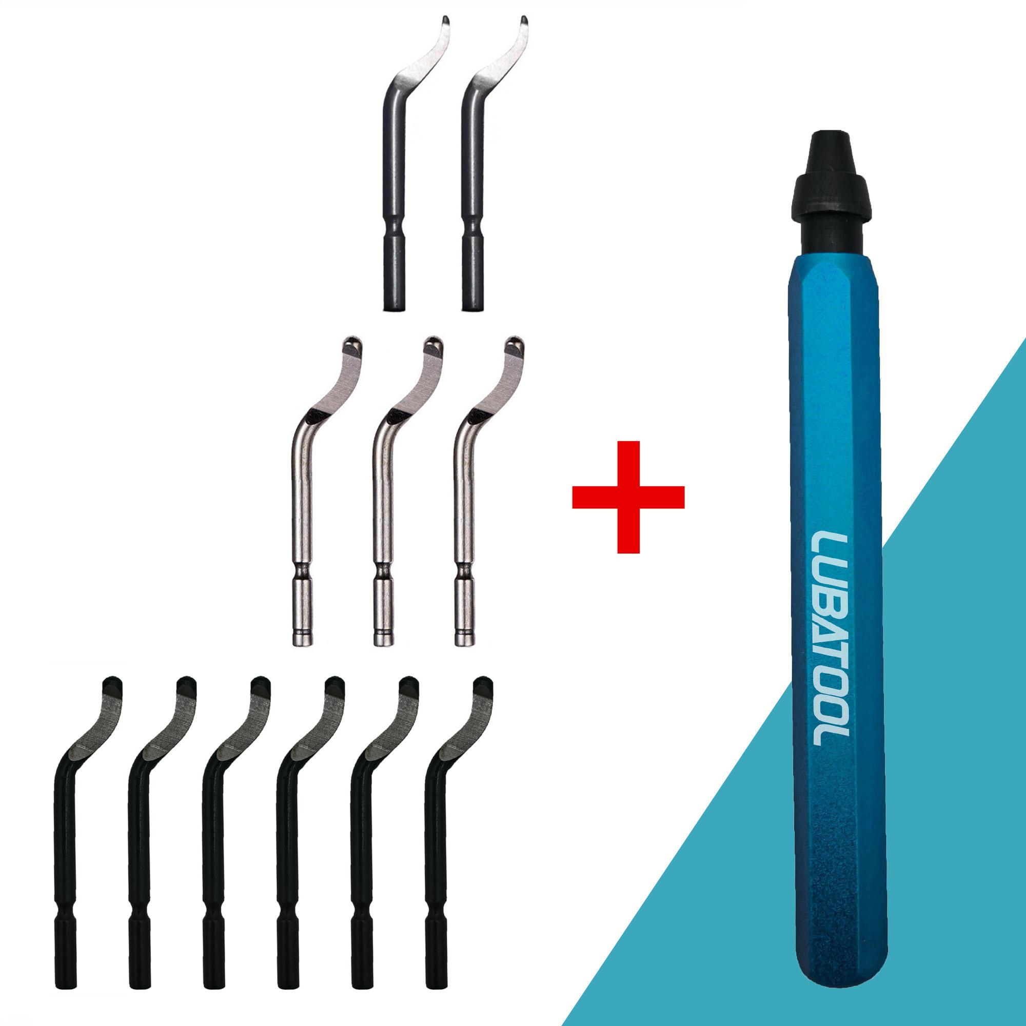 

LUBATOOL Deburring Tool Set 11 HSS Steel Blades 360 Degree Rotary Head Deburring Tool kit Metal Resin Plastic 3D Printing Wood