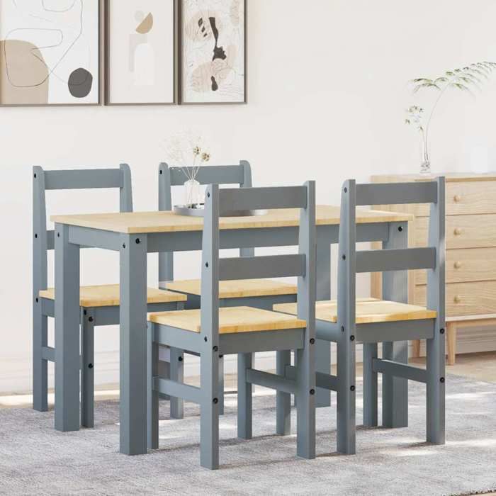 VidaXL Ensemble à manger Panama 5 pcs gris bois de pin massif, ensemble de table à manger, table et chaises de cuisine, 3345171