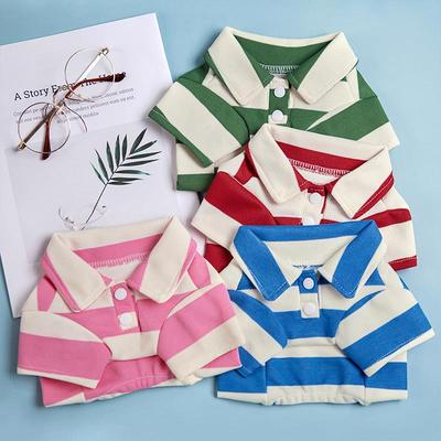 Summer Striped Pet Outfit for Small Dogs and Cats, Two-Legged Design - Ideal for Teddy, Bichon, Pomeranian, and French Bulldog.
