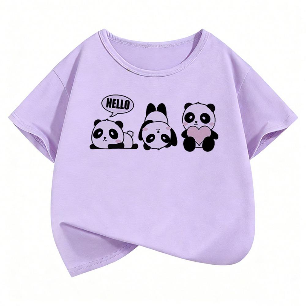 Short Sleeve Panda Funny T Shirts Animal Kids Children's T-shirt Boys Girls Summer Spring Casual Top Tee Shirt