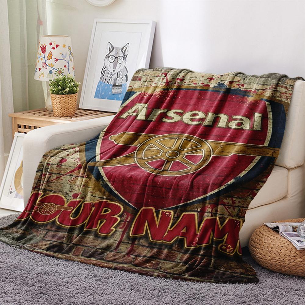 1PC Custom Name Arsenal Patterned Flannel Blanket Suitable For All Seasons for Home Decor Warmth and Comfort Gifts Holiday Present