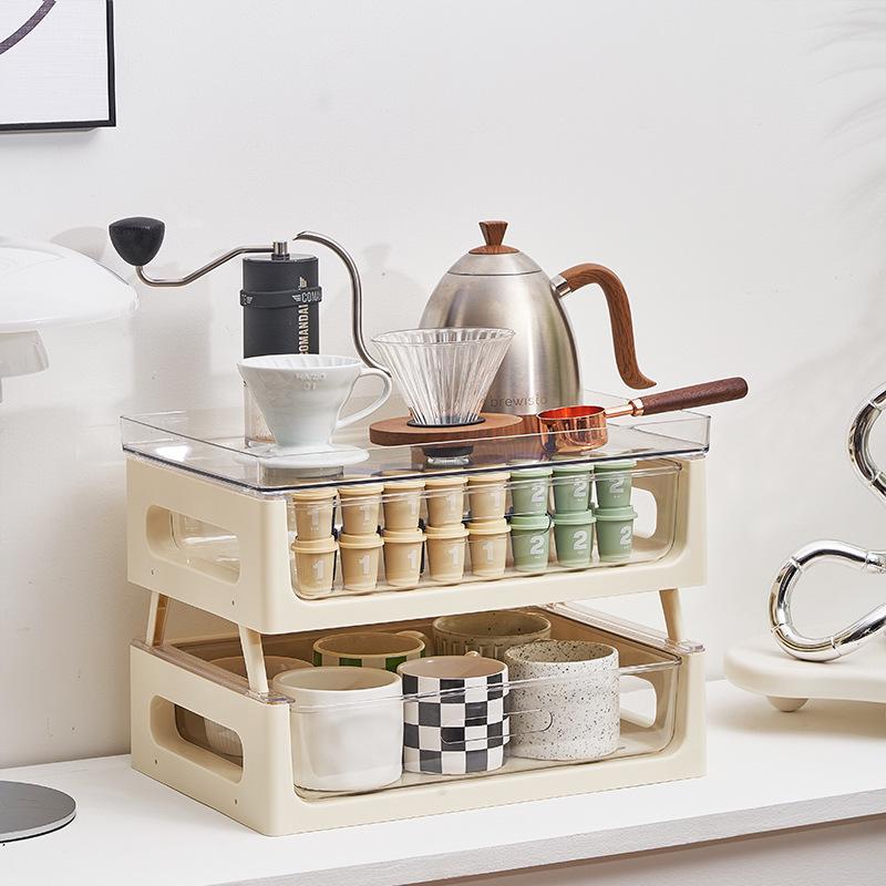 Desktop Storage Rack and Cup Holder for Tea and Coffee Accessories