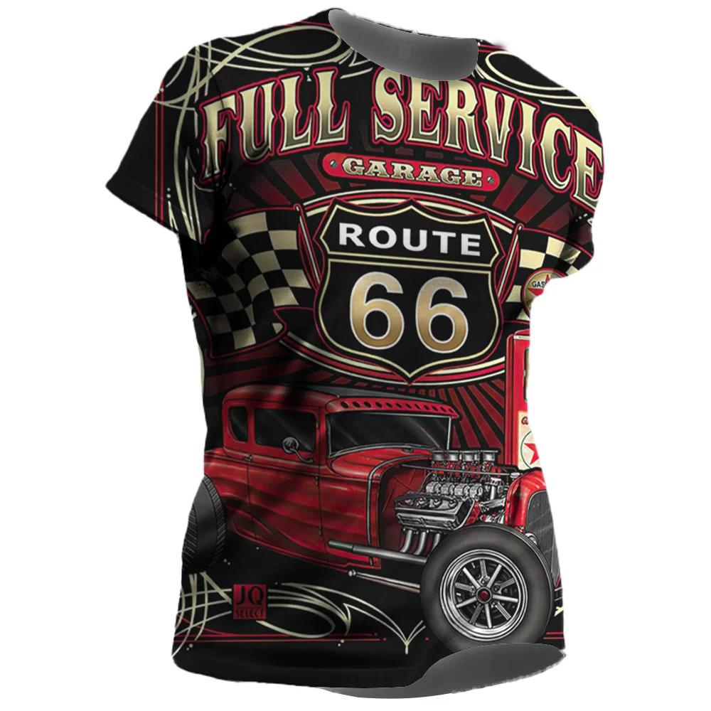 

Летняя мужская футболка с 3D-принтом US Route 66, новая мужская одежда с коротким рукавом, свободные футболки, байкерские топы Harajuku 2XL