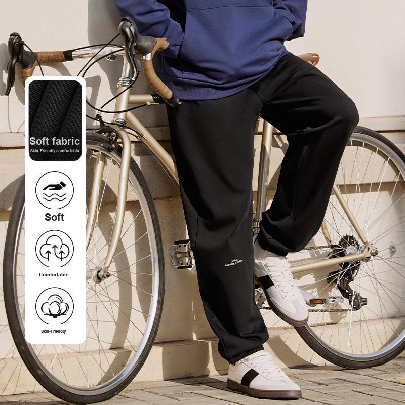 Li-Ning Weekend Youth Solid Color Casual Tapered Knit Sports Pants Unisex pants Black AKLU711-6