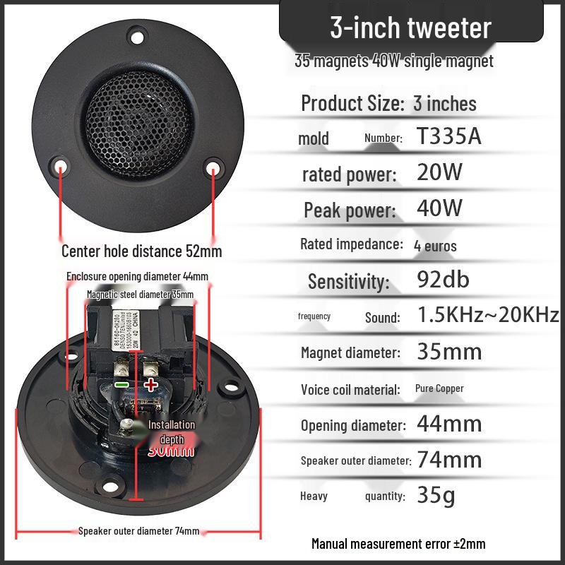 

3 Tweeter Speaker with Neodymium Magnet & Built-in Capacitor for High-Fidelity Sound