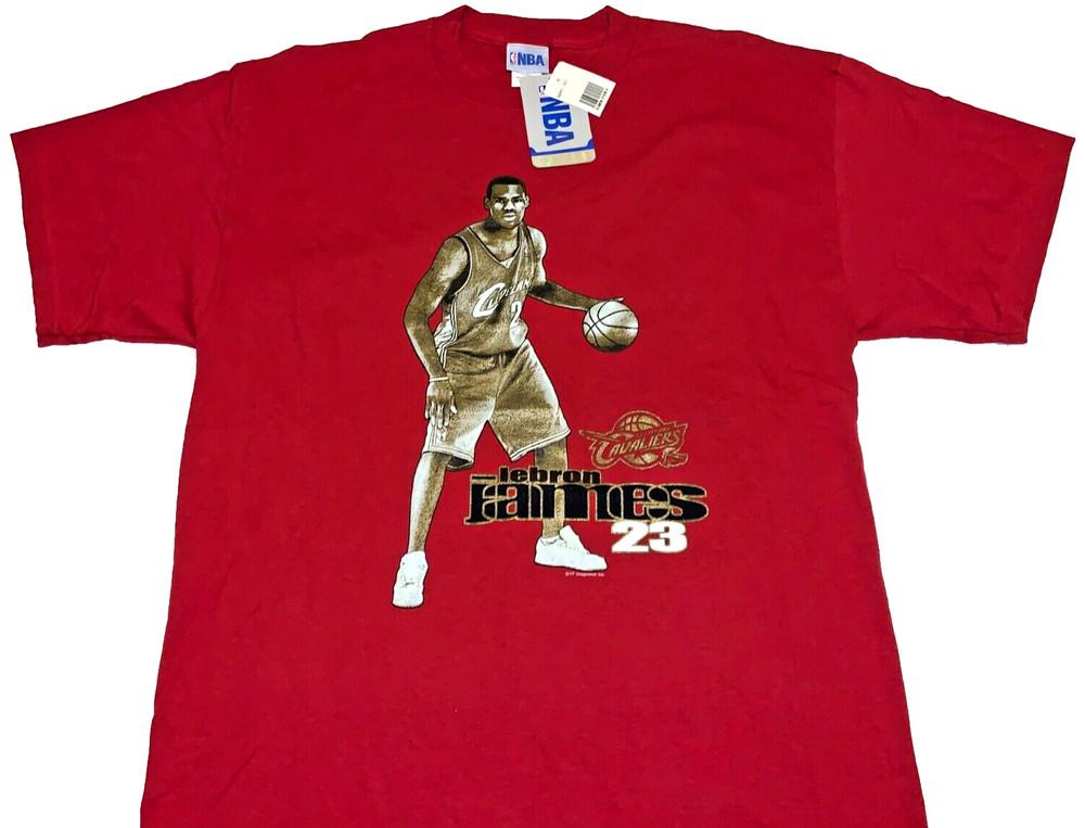 Редкий! Винтажная футболка LeBron James #23 Cleveland Cavaliers 2004 года Новая! Новая с бирками, БОЛЬШАЯ, унисекс футболка L