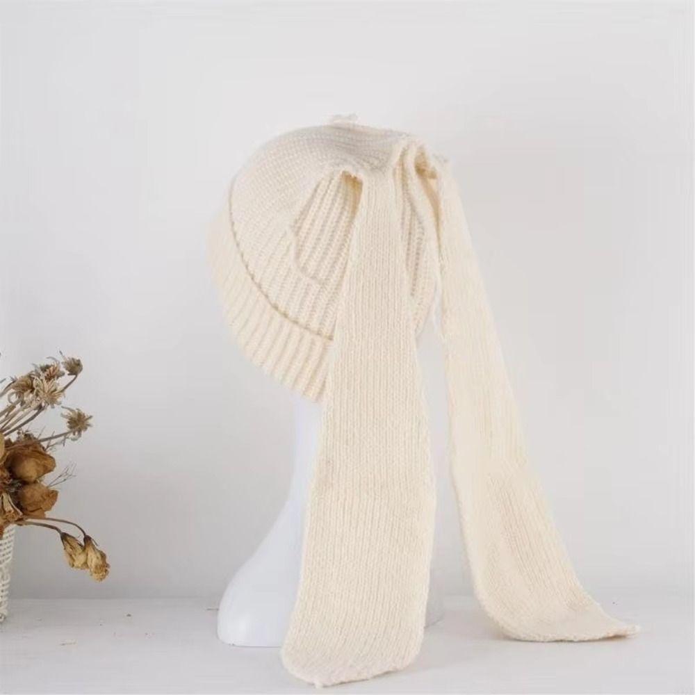 Thick Knitted Long Ear Beanie Handmade Style Rabbit Knit Hat Gift Style Winter Warm Hat For Women