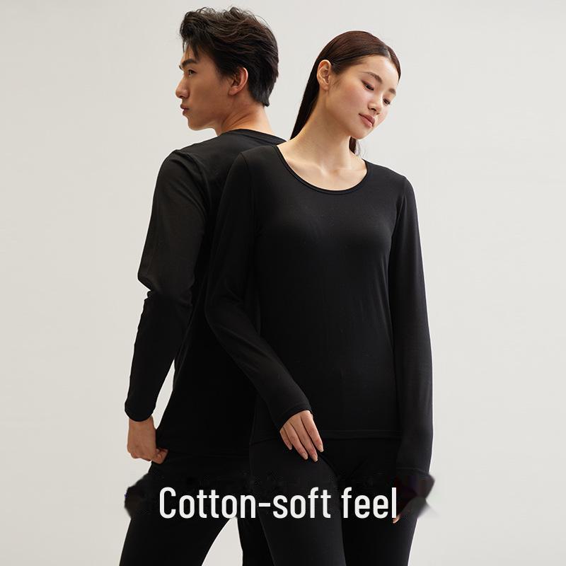 Men's and Women's Skin-Friendly Thermal Underwear Suit - Pure Cotton, Solid Color, Thin Design, Antibacterial, Large Sizes, Autumn/Winter Wear