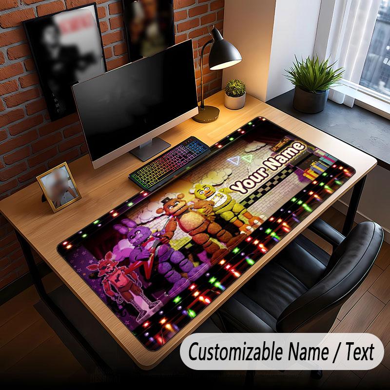 Tappetino per Mouse Grande con Testo Nome Personalizzato, Five Nights at Freddy’s Morbido Antiscivolo Esteso Tappetino da Scrivania per Casa Ufficio