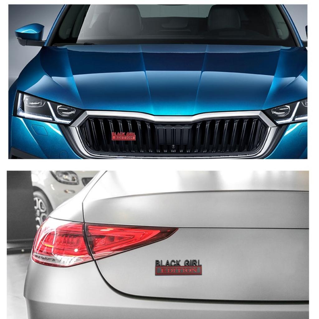 1Pc 3D Metal Black Girl Edition Logo Car Front Grille Emblem Badge Rear Trunk Emblem Sticker Decal