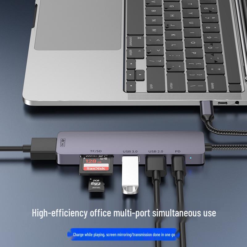 USB-C Laptop-Hub: 100W Ladefunktion, USB 3.0, 4K Screen Casting, SD/TF Erweiterungsdock