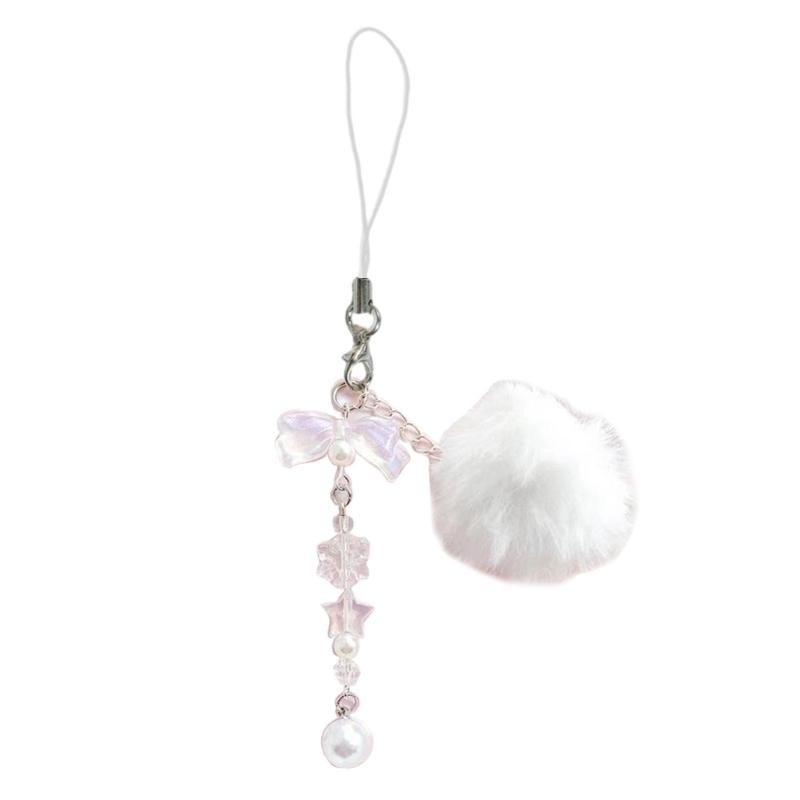 Snowflake Cellphone Charm Delicate Furry Ball Key Chains Multi-Functional Phone Chain Stylish Accessory for Women Girl