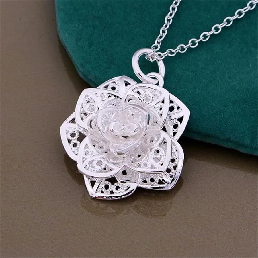 Charms   Copper Pretty Flowers Pendant Necklace For Women Fashion Luxury Jewelry Party Wedding Christmas Gifts