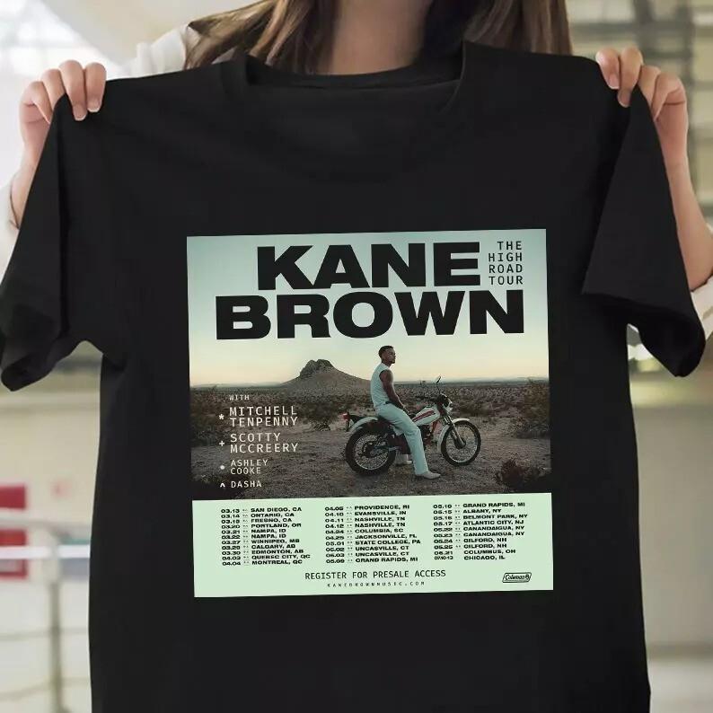 Kane Brown 2025 The High Road Tour Black  Full Size S-2XL Unisex T-Shirt XL