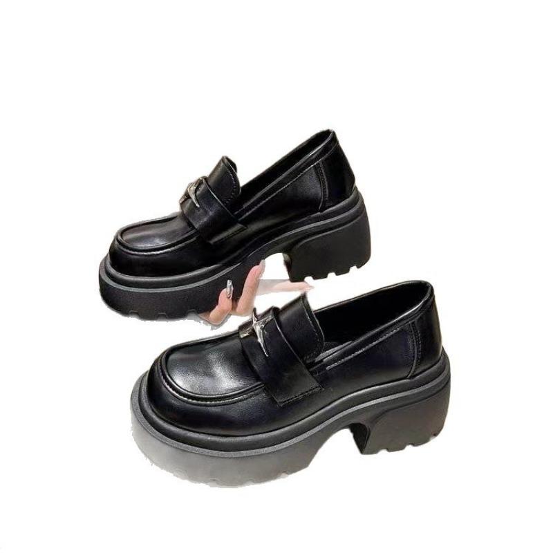 Retro Star Autumn New Light Big Head Versatile Height Increase Platform Small Leather Shoes